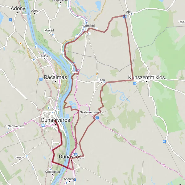 Map miniature of "The Scenic Tour" cycling inspiration in Közép-Dunántúl, Hungary. Generated by Tarmacs.app cycling route planner