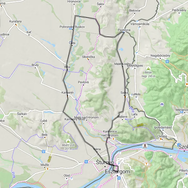 Map miniature of "The Scenic Road Ride" cycling inspiration in Közép-Dunántúl, Hungary. Generated by Tarmacs.app cycling route planner
