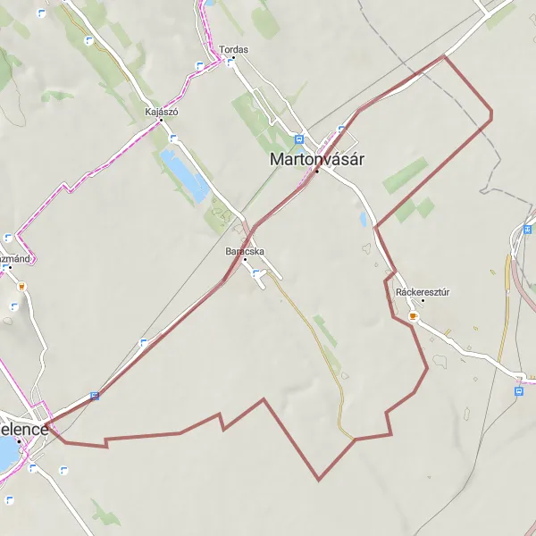 Map miniature of "The Martonvásár Loop" cycling inspiration in Közép-Dunántúl, Hungary. Generated by Tarmacs.app cycling route planner