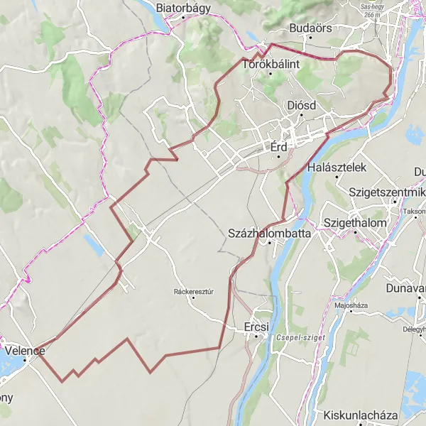 Map miniature of "Tordas Adventure" cycling inspiration in Közép-Dunántúl, Hungary. Generated by Tarmacs.app cycling route planner