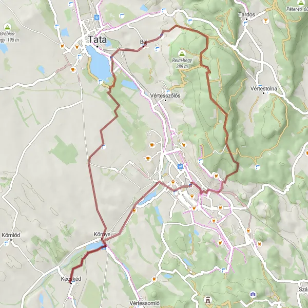 Map miniature of "Rural Delights" cycling inspiration in Közép-Dunántúl, Hungary. Generated by Tarmacs.app cycling route planner