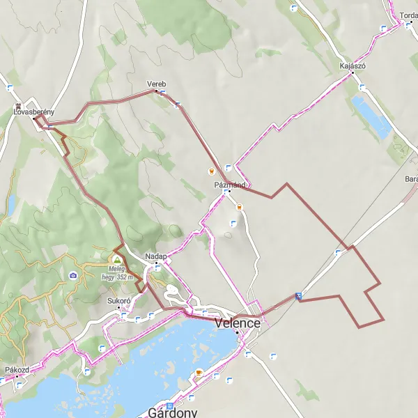 Map miniature of "Gems of Zichyújfalu" cycling inspiration in Közép-Dunántúl, Hungary. Generated by Tarmacs.app cycling route planner