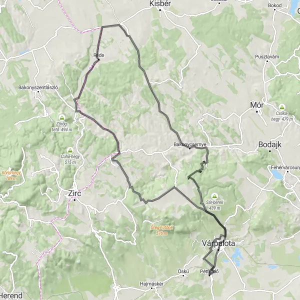Map miniature of "The Ultimate Challenge" cycling inspiration in Közép-Dunántúl, Hungary. Generated by Tarmacs.app cycling route planner