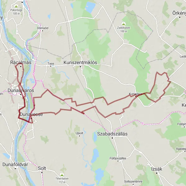 Map miniature of "The Gravel Adventure" cycling inspiration in Közép-Dunántúl, Hungary. Generated by Tarmacs.app cycling route planner