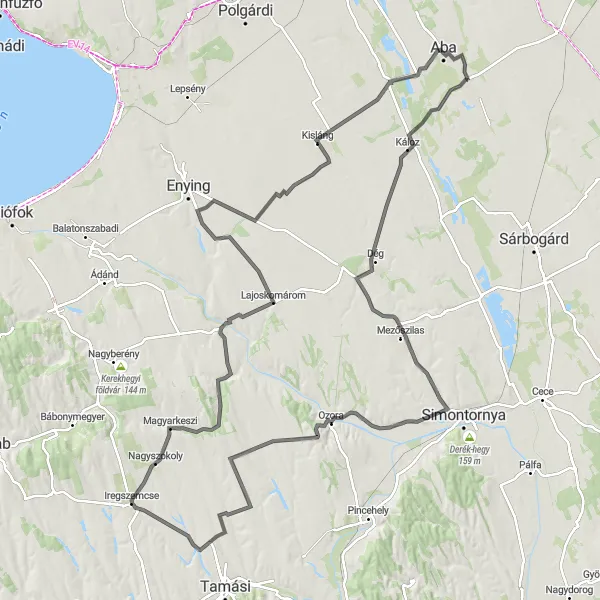 Map miniature of "Lake Balaton Tour" cycling inspiration in Közép-Dunántúl, Hungary. Generated by Tarmacs.app cycling route planner