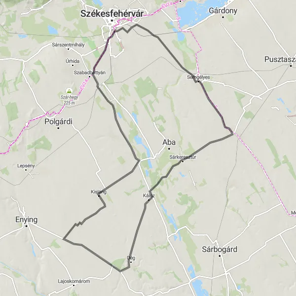 Map miniature of "Challenging Hills and Scenic Beauty" cycling inspiration in Közép-Dunántúl, Hungary. Generated by Tarmacs.app cycling route planner