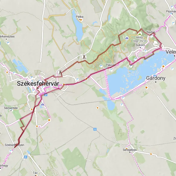 Map miniature of "Nature and Heritage" cycling inspiration in Közép-Dunántúl, Hungary. Generated by Tarmacs.app cycling route planner