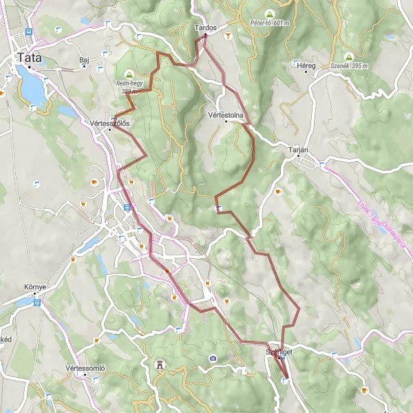 Map miniature of "Gravel Adventure" cycling inspiration in Közép-Dunántúl, Hungary. Generated by Tarmacs.app cycling route planner