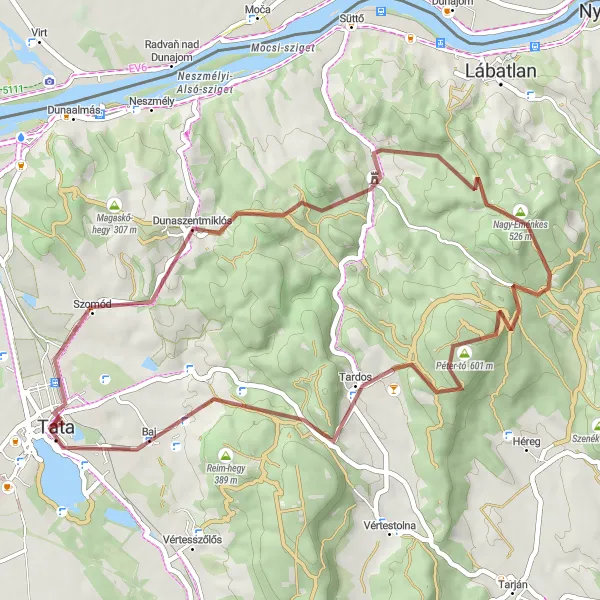 Map miniature of "Discover the Beauty of Dunaszentmiklós" cycling inspiration in Közép-Dunántúl, Hungary. Generated by Tarmacs.app cycling route planner