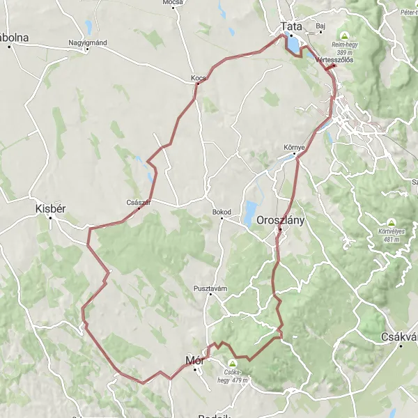 Map miniature of "Ultimate Gravel Challenge" cycling inspiration in Közép-Dunántúl, Hungary. Generated by Tarmacs.app cycling route planner