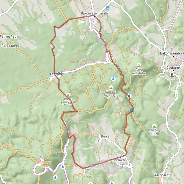 Map miniature of "Iszka Adventure" cycling inspiration in Nyugat-Dunántúl, Hungary. Generated by Tarmacs.app cycling route planner