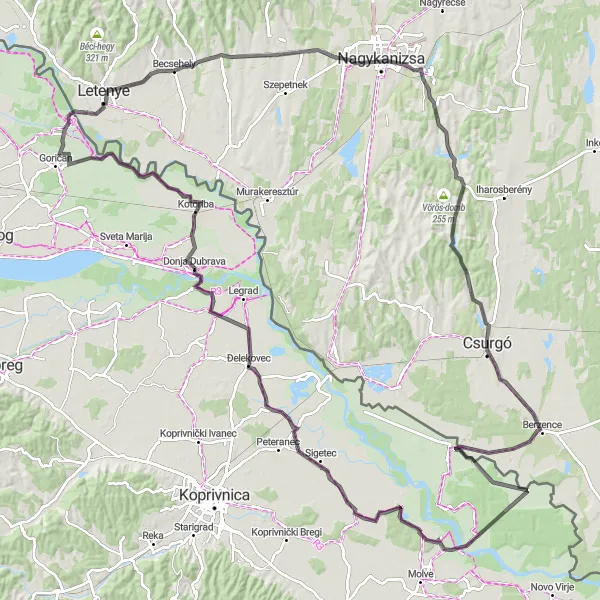 Map miniature of "The Western Danube Cycle Trail" cycling inspiration in Nyugat-Dunántúl, Hungary. Generated by Tarmacs.app cycling route planner