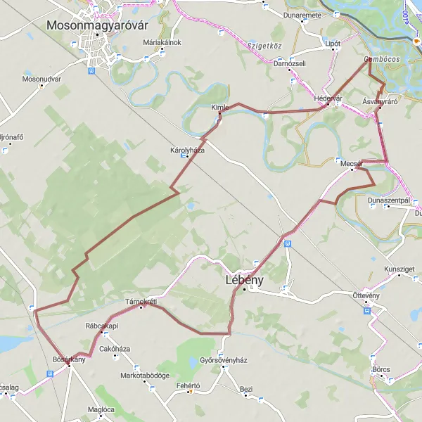 Map miniature of "Hanság Nature Reserve Adventure" cycling inspiration in Nyugat-Dunántúl, Hungary. Generated by Tarmacs.app cycling route planner