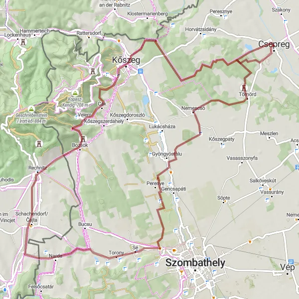 Map miniature of "Discover the Natural Beauty of Nyugat-Dunántúl" cycling inspiration in Nyugat-Dunántúl, Hungary. Generated by Tarmacs.app cycling route planner