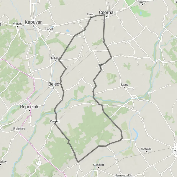 Map miniature of "Szil - Farád Adventure" cycling inspiration in Nyugat-Dunántúl, Hungary. Generated by Tarmacs.app cycling route planner