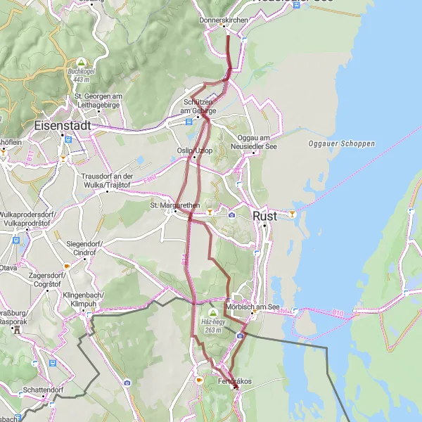 Map miniature of "The Gravel Adventure" cycling inspiration in Nyugat-Dunántúl, Hungary. Generated by Tarmacs.app cycling route planner