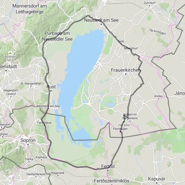 Map miniature of "Cultural Heritage Tour" cycling inspiration in Nyugat-Dunántúl, Hungary. Generated by Tarmacs.app cycling route planner