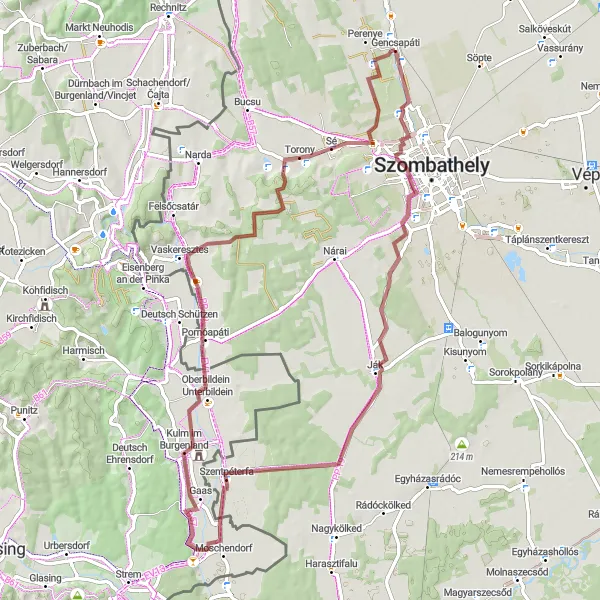 Map miniature of "Eastern Zala county exploration" cycling inspiration in Nyugat-Dunántúl, Hungary. Generated by Tarmacs.app cycling route planner