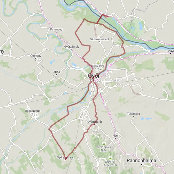 Map miniature of "Exploring the Gravel Paths" cycling inspiration in Nyugat-Dunántúl, Hungary. Generated by Tarmacs.app cycling route planner