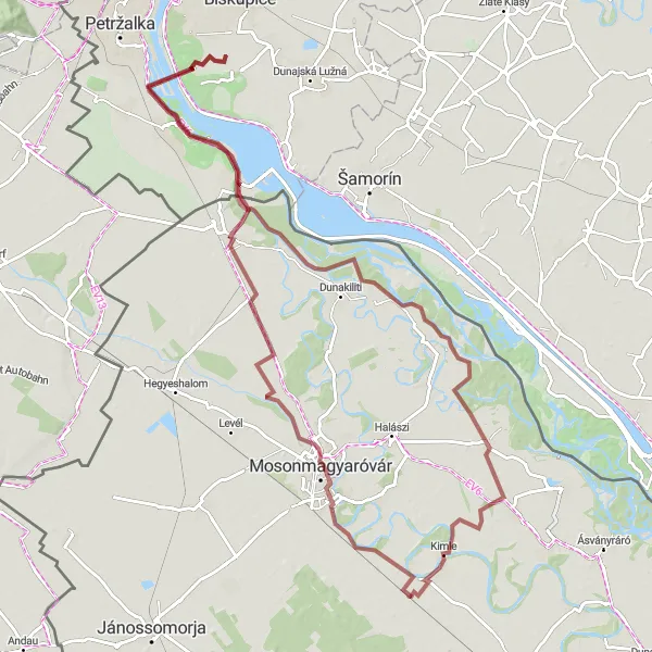 Map miniature of "Magyaróvár Gravel Adventure" cycling inspiration in Nyugat-Dunántúl, Hungary. Generated by Tarmacs.app cycling route planner