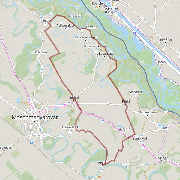 Map miniature of "Scenic Road Ride with Cultural Stops" cycling inspiration in Nyugat-Dunántúl, Hungary. Generated by Tarmacs.app cycling route planner