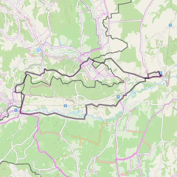 Map miniature of "Körmend - Gasztony - Szentgotthárd - Steinergipfel - Hütterische Häuser - Magyarnádalja - Szőlődomb" cycling inspiration in Nyugat-Dunántúl, Hungary. Generated by Tarmacs.app cycling route planner