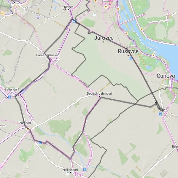 Map miniature of "Nature Trail" cycling inspiration in Nyugat-Dunántúl, Hungary. Generated by Tarmacs.app cycling route planner