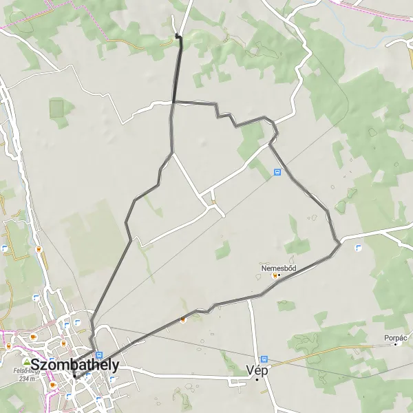 Map miniature of "Söpte Road Loop" cycling inspiration in Nyugat-Dunántúl, Hungary. Generated by Tarmacs.app cycling route planner