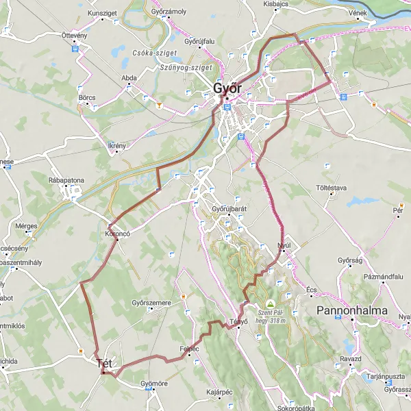 Map miniature of "Discover the Natural Beauty of Kakas-hegy" cycling inspiration in Nyugat-Dunántúl, Hungary. Generated by Tarmacs.app cycling route planner