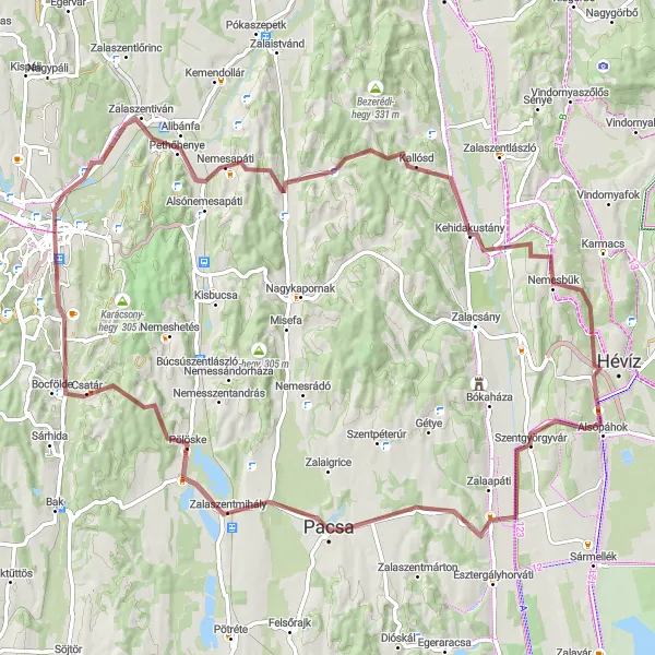 Map miniature of "Zalaegerszeg to Közép-hegy Gravel Route" cycling inspiration in Nyugat-Dunántúl, Hungary. Generated by Tarmacs.app cycling route planner