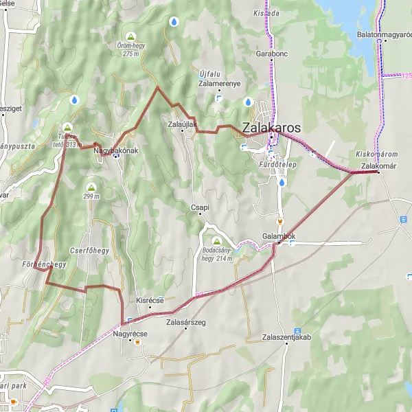 Map miniature of "Gravel Adventure in Zalakomár" cycling inspiration in Nyugat-Dunántúl, Hungary. Generated by Tarmacs.app cycling route planner