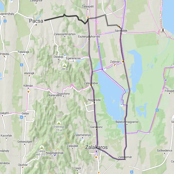 Map miniature of "Balaton Uplands Loop" cycling inspiration in Nyugat-Dunántúl, Hungary. Generated by Tarmacs.app cycling route planner