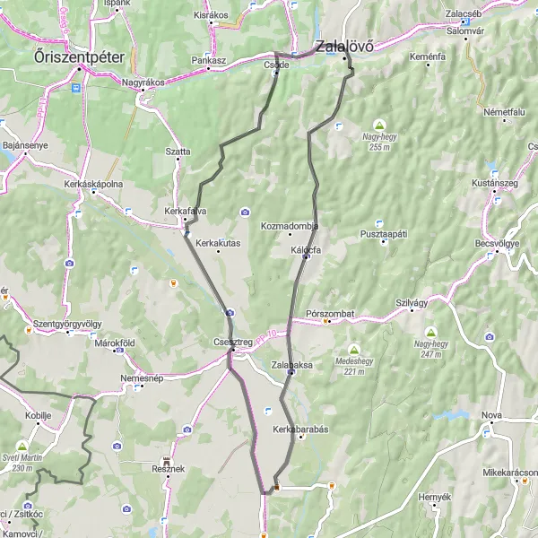 Map miniature of "Zalalövő - Felsőjánosfa Road Journey" cycling inspiration in Nyugat-Dunántúl, Hungary. Generated by Tarmacs.app cycling route planner