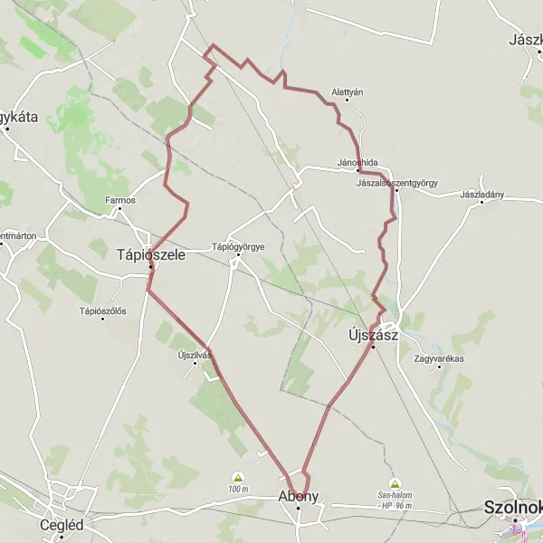 Map miniature of "Scenic Gravel Ride" cycling inspiration in Pest, Hungary. Generated by Tarmacs.app cycling route planner