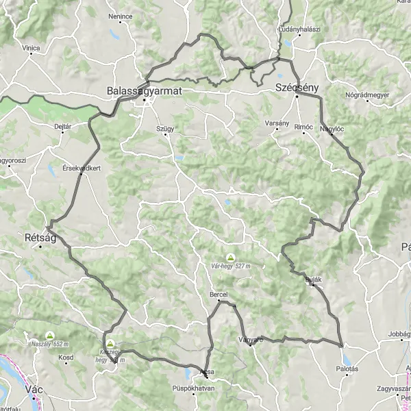 Map miniature of "Scenic Road Cycling Tour in Pest" cycling inspiration in Pest, Hungary. Generated by Tarmacs.app cycling route planner