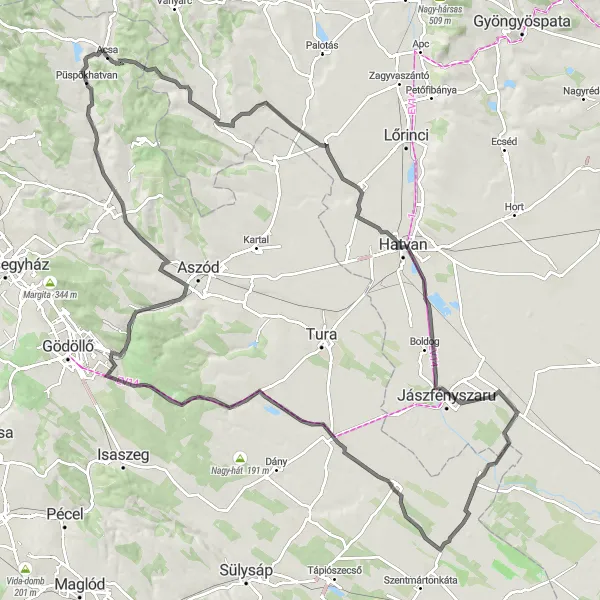 Map miniature of "The Road Warrior" cycling inspiration in Pest, Hungary. Generated by Tarmacs.app cycling route planner