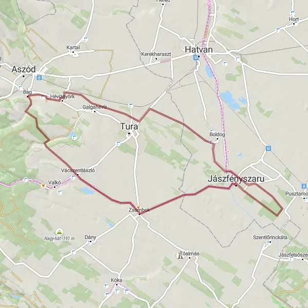 Map miniature of "Hévízgyörk Circuit" cycling inspiration in Pest, Hungary. Generated by Tarmacs.app cycling route planner