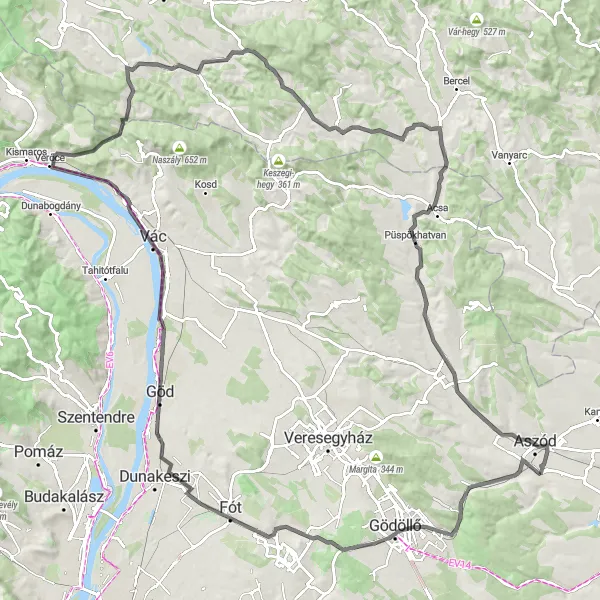 Map miniature of "Budapest and Beyond" cycling inspiration in Pest, Hungary. Generated by Tarmacs.app cycling route planner