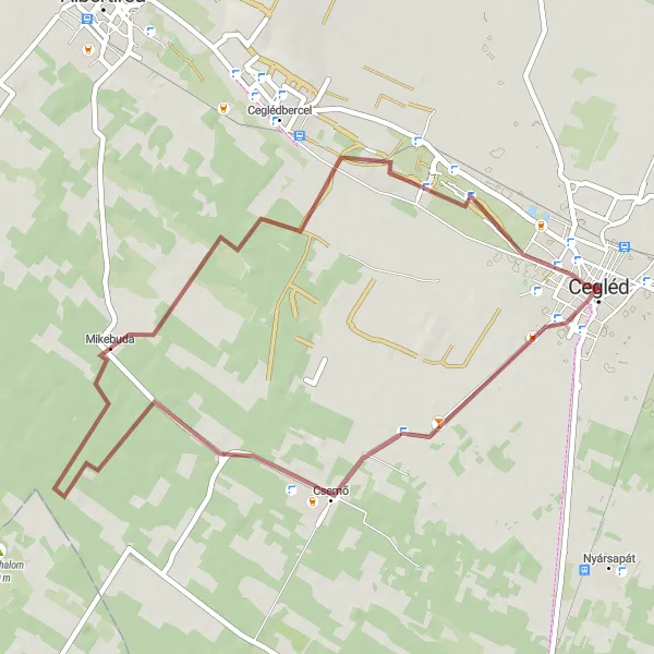 Map miniature of "Gravel Adventure in Csemő" cycling inspiration in Pest, Hungary. Generated by Tarmacs.app cycling route planner