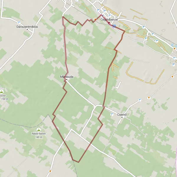 Map miniature of "Gravel Adventure in Pest" cycling inspiration in Pest, Hungary. Generated by Tarmacs.app cycling route planner