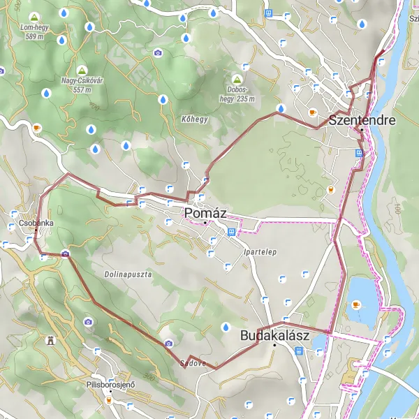 Map miniature of "Szentendre Escape" cycling inspiration in Pest, Hungary. Generated by Tarmacs.app cycling route planner