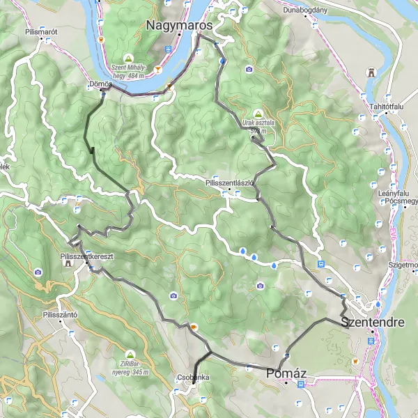 Map miniature of "Csobánka Scenic Loop" cycling inspiration in Pest, Hungary. Generated by Tarmacs.app cycling route planner