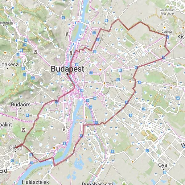 Map miniature of "Nature and Historical Gems Expedition" cycling inspiration in Pest, Hungary. Generated by Tarmacs.app cycling route planner