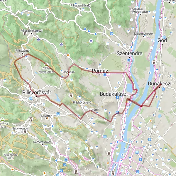 Map miniature of "Pest Loop 1" cycling inspiration in Pest, Hungary. Generated by Tarmacs.app cycling route planner