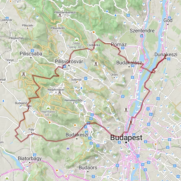 Map miniature of "Pest Loop 2" cycling inspiration in Pest, Hungary. Generated by Tarmacs.app cycling route planner