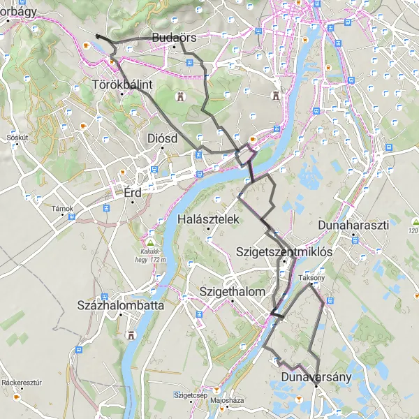 Map miniature of "Cycling Through History in Pest" cycling inspiration in Pest, Hungary. Generated by Tarmacs.app cycling route planner