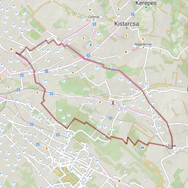 Map miniature of "Ecser to Rákoscsaba via Merzse mocsár" cycling inspiration in Pest, Hungary. Generated by Tarmacs.app cycling route planner