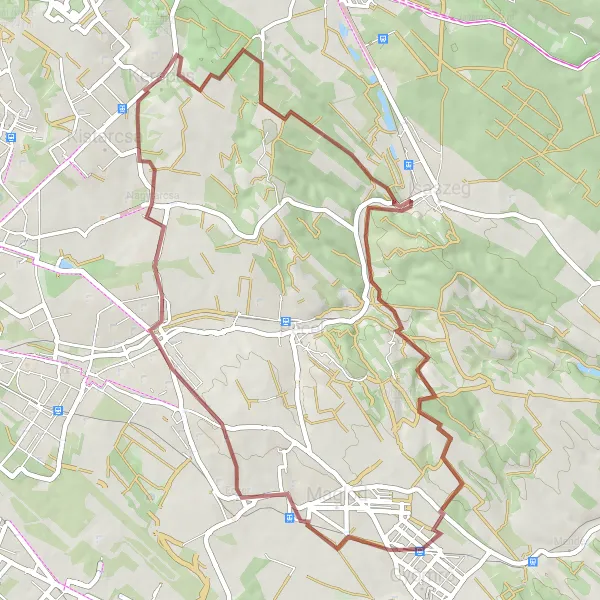 Map miniature of "Off-road gravel adventure with highlights in Pap-hegy, Haraszt-hegy, and Gyömrő" cycling inspiration in Pest, Hungary. Generated by Tarmacs.app cycling route planner