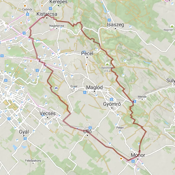 Map miniature of "Nature Trail" cycling inspiration in Pest, Hungary. Generated by Tarmacs.app cycling route planner