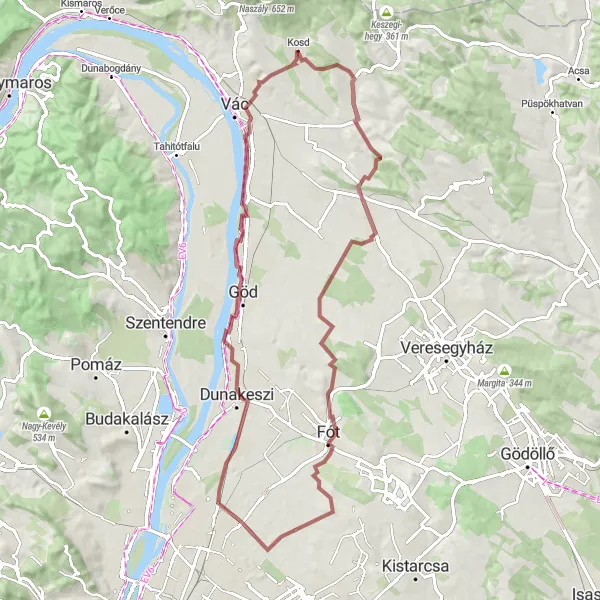 Map miniature of "Bakony Adventure" cycling inspiration in Pest, Hungary. Generated by Tarmacs.app cycling route planner